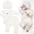 Rebrovaná rastúca súprava 3D Baby Girl Smotanová - Veľ. 68/74
