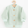 Dojčenský mušelínový kabátik New Baby Comfort clothes šalviová - Veľ. 68