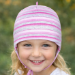 Dievčenská dojčenská čiapka viazacia s prúžkami RDX Lurex prúžky - Veľ. 00