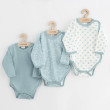 Dojčenské celorozopínacie body New Baby Classic II Uni 3ks mätové - Veľ. 68