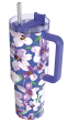 Nerezový termohrnček so slamkou Stream 1200 ml Quokka - Flower Dusk