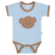 Dojčenské bavlnené body s krátkym rukávom New Baby BrumBrum blue brown - Veľ. 80