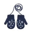 Zimné palcové zapletené rukavičky so šnúrkou labky 9 - 12 mesiacov - Tm. modré