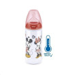 NUK FC+ fľaša s kontrolou teploty Mickey 300 ml - Červená