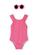 Dievčenské jednodielne ružové plavky a slnečné okuliare Minoti - Veľ. 92/98