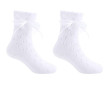 Ažúrové ponožky biele s čipkovou mašličkou perforované - Veľ. 15 - 17