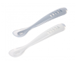 Prvá lyžička silikónová 2 ks s puzdrom - Pebble / Cloud Blue