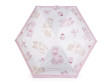 Detský skladací mini dáždnik mačka s rukoväťou labka - púdrová