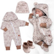 Rastúci overálok, čiapočka a topánočky, 3D, Garden - béžová Baby Nellys - Veľ. 50/56