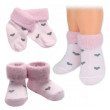 Bavlnené detské ponožky s chlpáčkovým lemom, Srdiečka - ružové, 1 pár - Veľ. 56-68