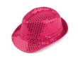 Karnevalový klobúk s flitrami - pink