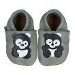 Kožené capáčky barefoot 12-18 m Afelo - PANDA na šedej