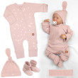 Rastúci rebrovaný overálok, čiapočka a topánočky Nature - ružová Baby Nellys - Veľ. 74/80