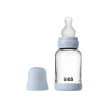 Sklenená fľaša proti kolike so silikónovým cumlíkom 120 ml BIBS - Baby blue