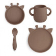 Lykke Silikónový Jedálenský set Nuuro Giraf - Chocolate Malt