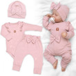 Rebrovaná rastúca súprava 3D Baby Girl Pudrovo ružová - Veľ. 68/74