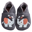Kožené capáčky Barefoot Veľ. L (12-18 mes.) Hopi Hop - Sloník šedo - modrý