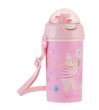 Hrnček so silikónovou slamkou a popruhom 450 ml Music Fest KikkaBoo - Pink