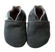 Kožené capáčky Barefoot Veľ. L (12-18 mes.) Hopi Hop - Tm. šedé