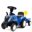 Detské odrážadlo traktor s vlečkou a náradím Baby Mix New Holland - Modrý
