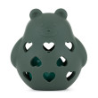 Hračka silikónová s hrkálkou PETITE&MARS Bear Basil - Misty green