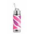 Nerezová fľaša so slamkou 325 ml Pura - Pink-white