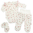 Bavlnená 3D sada zavinovacie body, polodupačky + rukavičky Amélie biela/ružová MBaby - Veľ. 62