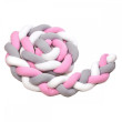 Pletený mantinel T-tomi 360 cm - White + Grey + Pink