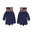 Detské pletené prstové rukavice s nášivkou 6 - 8 rokov - Tm. modré