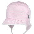 Dojčenská šiltovka viazacia madeira ružové prúžky RDX - Veľ. 00