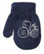 Detské palcové pletené rukavičky s traktorom 9 - 12 mesiacov - Tm. modré