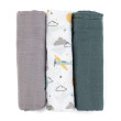Súprava plienok bambusová mušelínová 3 ks 68 x 68 cm Petite&Mars Moussy - Grey Planes