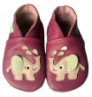 Kožené capáčky Barefoot Veľ. L (12-18 mes.) Hopi Hop - Sloník malinová