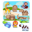 Lucy & Leo Drevené vkladacie puzzle - Zvieratká zo safari