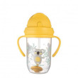 Nevylievací hrnček so slamkou a závažím Exotic Animals 270 ml - Žltý