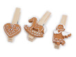 Veľké vianočné štipce - perníčky sada 3 ks - Srdce, kôň, anjel