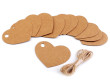 Visačka/menovka s jutovým povrázkom 10 ks - Srdce