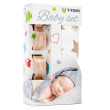 Baby set - bambusová osuška + kočíkový kolíček - Beige stars