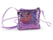 Dievčenská kabelka / puzdro na krk s flitrami 11x10 cm - Fialová