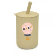Silikónový hrnček so slamkou 150 ml BocioLand - Balón sv. béžový