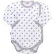 Dojčenské celorozopínacie body New Baby Classic II sivé s hviezdičkami - Veľ. 62