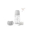 SADA fľaša 270ml + cumlík fyziologický 0-6m + klip JOY Suavinex - Strieborná