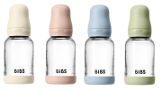 Antikoliková sklenená fľaša so silikónovým cumlíkom 120 ml Bibs