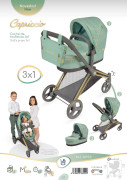 Skladací kočík pre bábiky 3 v 1 s taškou Capriccio 73 cm DeCuevas