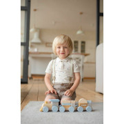 Dúhový vláčik s dvoma vagónmi - drevená skladačka 15 dielov Cubika