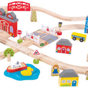 Drevená vláčikodráha mesto a dedina 91 dielov Bigjigs Rail