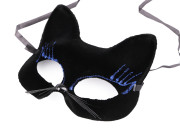 Karnevalová maska ​​- škraboška zamatová s glitrami mačka