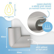 Ochrana rohov a hrán skleneného nábytku šedá penová, súprava 4 ks Sipo