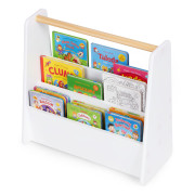 Detský Montessori biely regál na knihy, knihovnička a organizér, 3 police