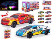 Autá závodné 12,5 cm kov na spätný chod so svetlom a zvukom
